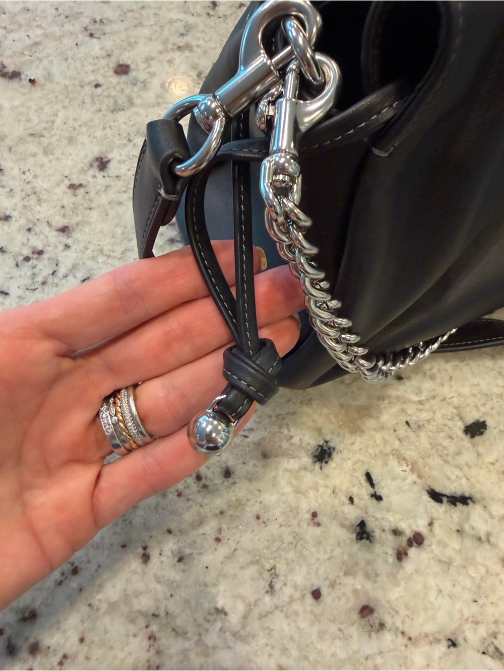 Like New Coach Large Faye Black Leather Shoulder Bag with Silver Chain - Picture 13 of 16